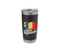 Diseño de la bandera de Rumania I Love | Gráfico del orgullo rumano Vaso térmico de acero inoxidable de doble pared