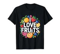 Diseño de la colección I Love Fruits Vibrant Camiseta gráfica económica, Hombre, Negro, XL