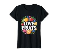 Diseño de la colección I Love Fruits Vibrant Camiseta gráfica económica, Mujer, Negro, L