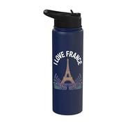 Diseño de la Torre Eiffel I Love France Stainless Steel Insulated Water Bottle