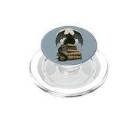 Diseño de Lector de fantasía Romantasy Cat Black and Dragon Wings PopSockets PopGrip para MagSafe