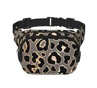 Diseño de Leopardo sin Costuras en Dorado de Lujo,Riñonera Cuadrada de Doble Capa, Bolso de Viaje, Bolso Informal para el Pecho.