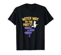 Diseño de Letrero de Halloween de Witch Way to The Party Camiseta