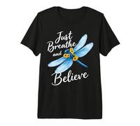 Diseño de libélula Simplemente Respira y cree Cristiana Camiseta Premium