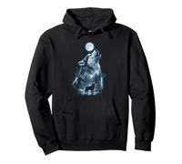 Diseño de Lobo del Bosque Aullando bajo Luna Llena Sudadera con Capucha