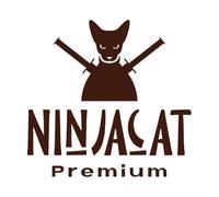 Diseño de logotipo de espadas samuráis de gato, símbolo gráfico, icono, idea creativa Calcomanías de tallado fino 67.2x70.1cm Pintura mural artística Café