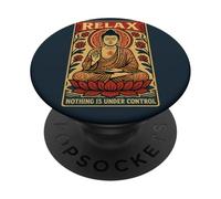 Diseño de Loto de Buda con Relax Nada está en Control PopSockets PopGrip Adhesivo
