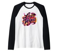 Diseño de luz de Estilo gráfico de Casino de Las Vegas Script Camiseta Manga Raglan