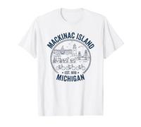 Diseño de Mackinac Island Up North Michigan Camiseta gráfica económica, Hombre, Blanco, XL