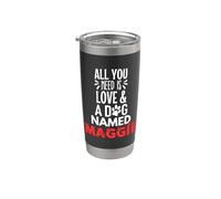Diseño de Maggie con nombre de perro - Todo lo que necesitas es amor Vaso térmico de acero inoxidable de doble pared