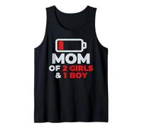Diseño de mamá cansada para el día de la Madre de 2 niñas y 1 niño Camiseta sin Mangas