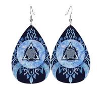 Diseño De Mandala Celestial Azul Con Luna Mística Y Triángulo Gótico Masónico Mujer Pendiente De Gancho Moda Pendiente De Gota Elegante Pendientes Para Uso Diario Fiesta Boda