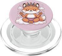 Diseño de Mandala en Postura de Loto para atención Plena, Lindo Zorro de Yoga PopSockets PopGrip para MagSafe