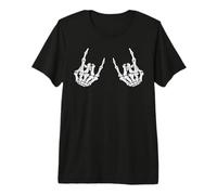 Diseño de Manos de Esqueleto de Estrella Rock On Rock Camiseta Premium