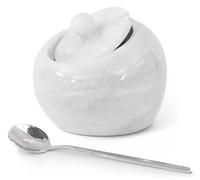 Diseño de manzana de caramelo de sal con cuchara, color negro, 4 x 4 (blanco)