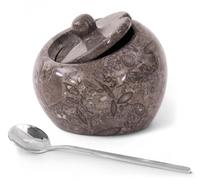 Diseño de manzana de caramelo de sal con cuchara negra 4 x 4 (oceánico)