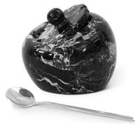 Diseño de manzana de caramelo de sal con cuchara, negro, 4 x 4 (negro)