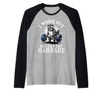 Diseño de Mapache de Basura I Work out So I Can Eat Camiseta Manga Raglan