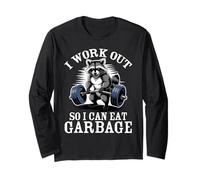 Diseño de Mapache de Basura I Work out So I Can Eat Manga Larga