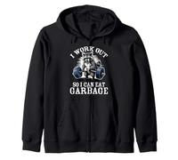 Diseño de Mapache de Basura I Work out So I Can Eat Sudadera con Capucha