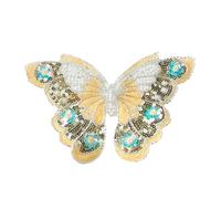 Diseño de mariposa bordado de lentejuelas brillantes para manualidades y decoración de prendas, accesorio de moda, mariposa brillante, transferencia por planchado