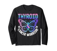 Diseño de mariposa de conciencia guerrero sobre el cáncer de tiroides Manga Larga
