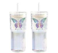 Diseño de mariposa: estos vasos cuentan con un diseño de mariposa limpio y estético. Este encantador detalle añade un toque de moda a tu colección de cristalería mientras sigue siendo funcional para