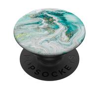 Diseño de mármol de tinta verde azulado Pop Mount Sockets agarre para teléfono PopSockets PopGrip Adhesivo