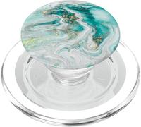 Diseño de mármol de tinta verde azulado Pop Mount Sockets agarre para teléfono PopSockets PopGrip para MagSafe