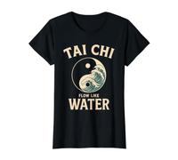 Diseño de meditación de Artes Marciales de Tai Chi Camiseta gráfica económica, Mujer, Negro, L