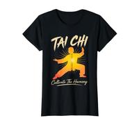 Diseño de meditación de Artes Marciales de Tai Chi Camiseta gráfica económica, Mujer, Negro, XS