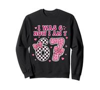 Diseño de Meme de 7º cumpleaños con Texto en inglés I Was 6 Now I'm 7 Kids Sudadera
