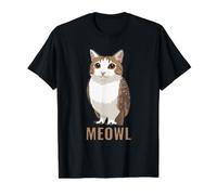 Diseño de Meme de búho de Gato maullido - Cultura Brainrot de Internet Camiseta gráfica económica, Hombre, Negro, M