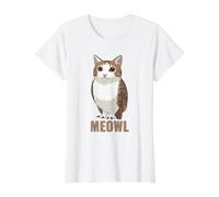 Diseño de Meme de búho de Gato maullido - Cultura Brainrot de Internet Camiseta gráfica económica, Mujer, Blanco, XS
