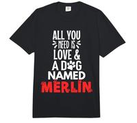 Diseño de Merlin con Nombre de Perro, Todo lo Que Necesitas es Amor Comfort Colors Adult Heavyweight T-Shirt