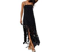Diseño de Moda ahueca hacia fuera el vestido borla redondo las señoras sin espalda sólido recto Halter elegante mangas noche para Bailes y Fiestas(Color 3,M)
