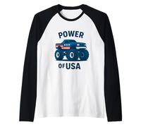 Diseño de Monster Truck Power of USA Camiseta Manga Raglan