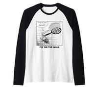 Diseño de Moscas en una Pared, Divertido para niños y Profesores Camiseta Manga Raglan