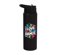 Diseño de movimiento colorido I Love To Dance Stainless Steel Insulated Water Bottle