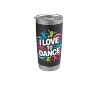 Diseño de movimiento colorido I Love To Dance Vaso térmico de acero inoxidable de doble pared