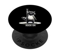 Diseño de música de Rock Raccoon Retro Divertido PopSockets PopGrip Adhesivo