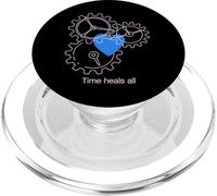 Diseño de neón Time Heals All Heart & Gear PopSockets PopGrip para MagSafe