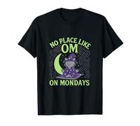 Diseño de No Place Like On Mondays Yoga Cat Wizard Camiseta