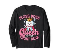 Diseño de Odontología para Mujeres Floss Boss Dental Recepcionista Manga Larga