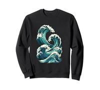 Diseño de Olas japonesas: Arte costero Retro para navegar en el océano Sudadera