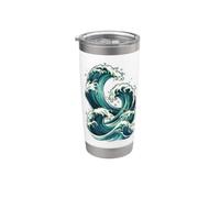 Diseño de olas japonesas: arte costero retro para navegar en el océano Vaso térmico de acero inoxidable de doble pared