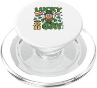 Diseño de Orgullo arcoíris para el Día de San Patricio de Lucky to Be Gay PopSockets PopGrip para MagSafe