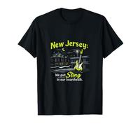 Diseño de Orgullo de Guitarra de New Jersey Boardwalk Verde neón Camiseta
