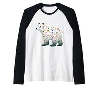 Diseño de Oso Floral Acuarela Madre Amorosa Camiseta Manga Raglan