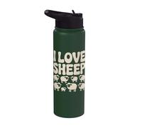 Diseño de ovejas con texto en inglés "I Love Sheep" Stainless Steel Insulated Water Bottle